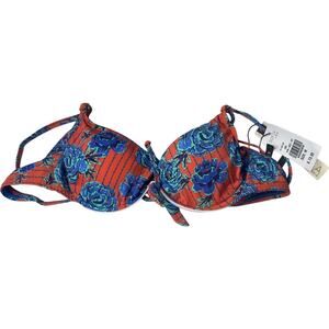 NWT $73 Sofia by Vix Iva Bia Triangle Bikini Top Floral Blue Red Medium M